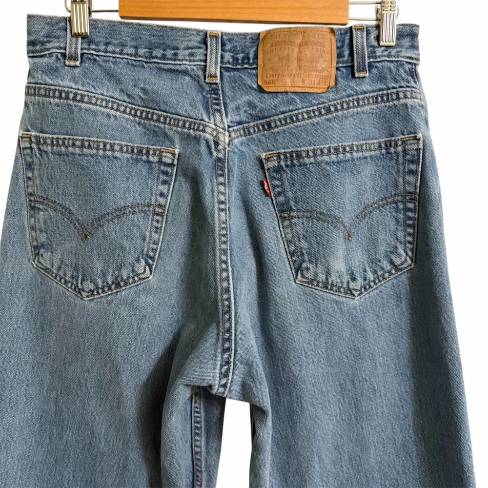 Levi's Y2k 560 Loose Fit Tapered Leg Jeans 34x32 Light Wash  2003 Baggy Denim - Picture 3 of 10